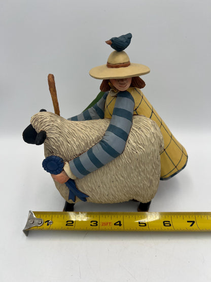 Vintage Williraye Studio WW1424 1997 Figurine Girl With Balloon on Goose or Country Fair WW7634 - Both With Original Box