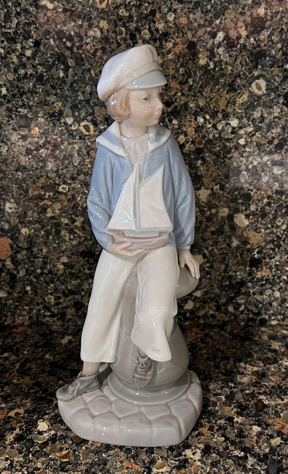Lladro "Boy with Yacht" Glossy Figurine