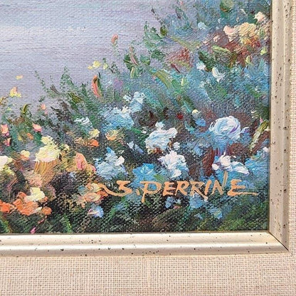 French Impressionist Original Oil Painting of a Church, J. Perrine