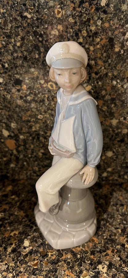 Lladro "Boy with Yacht" Glossy Figurine