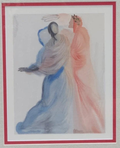 Original Salvador Dali Color Woodcut Print, Beatrice's Splendour, Dante, Divine Comedy