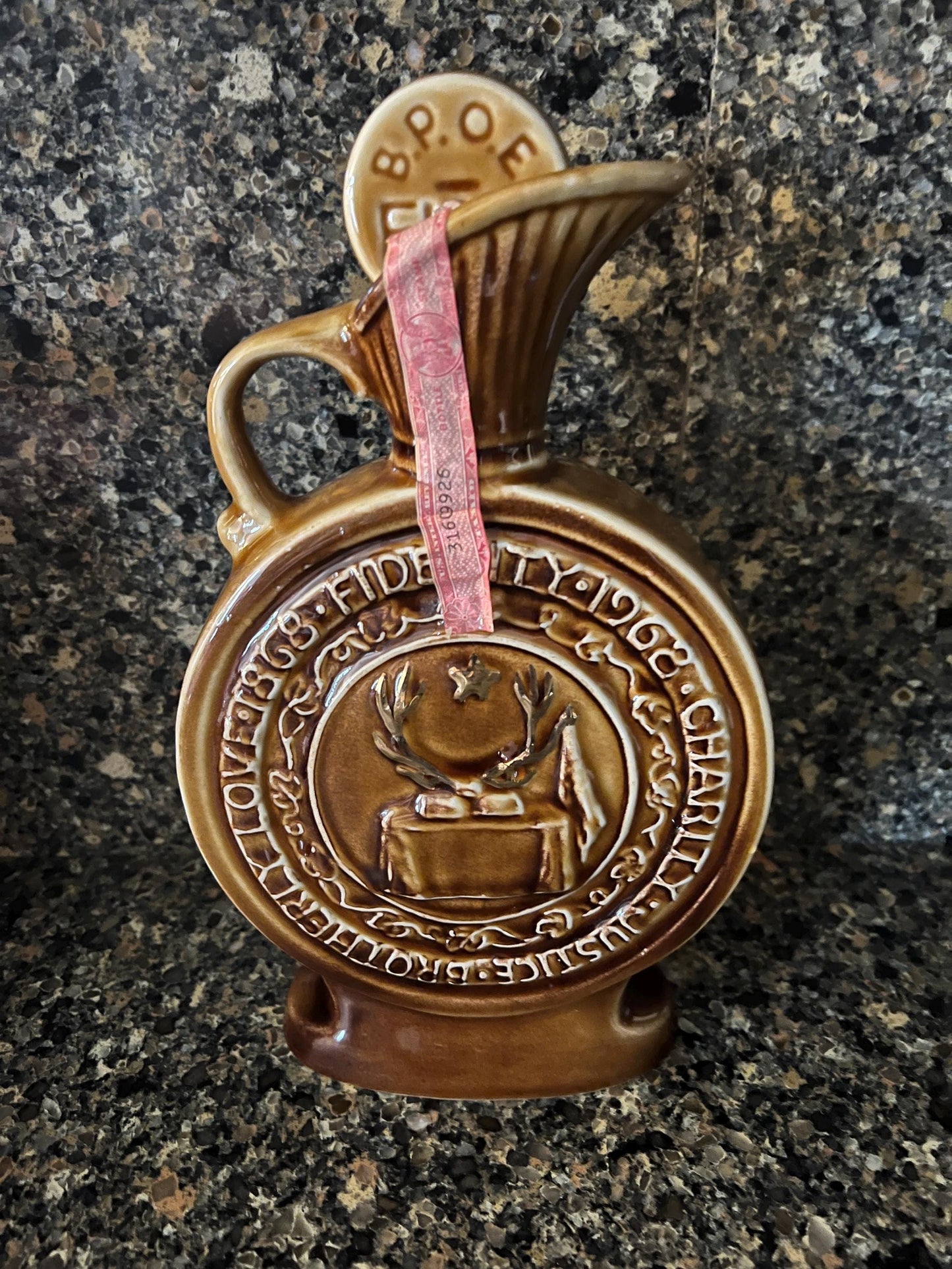 Jim Beam Elks Decanter, Star-Shaped Ceramic (Centennial 1868-1968)