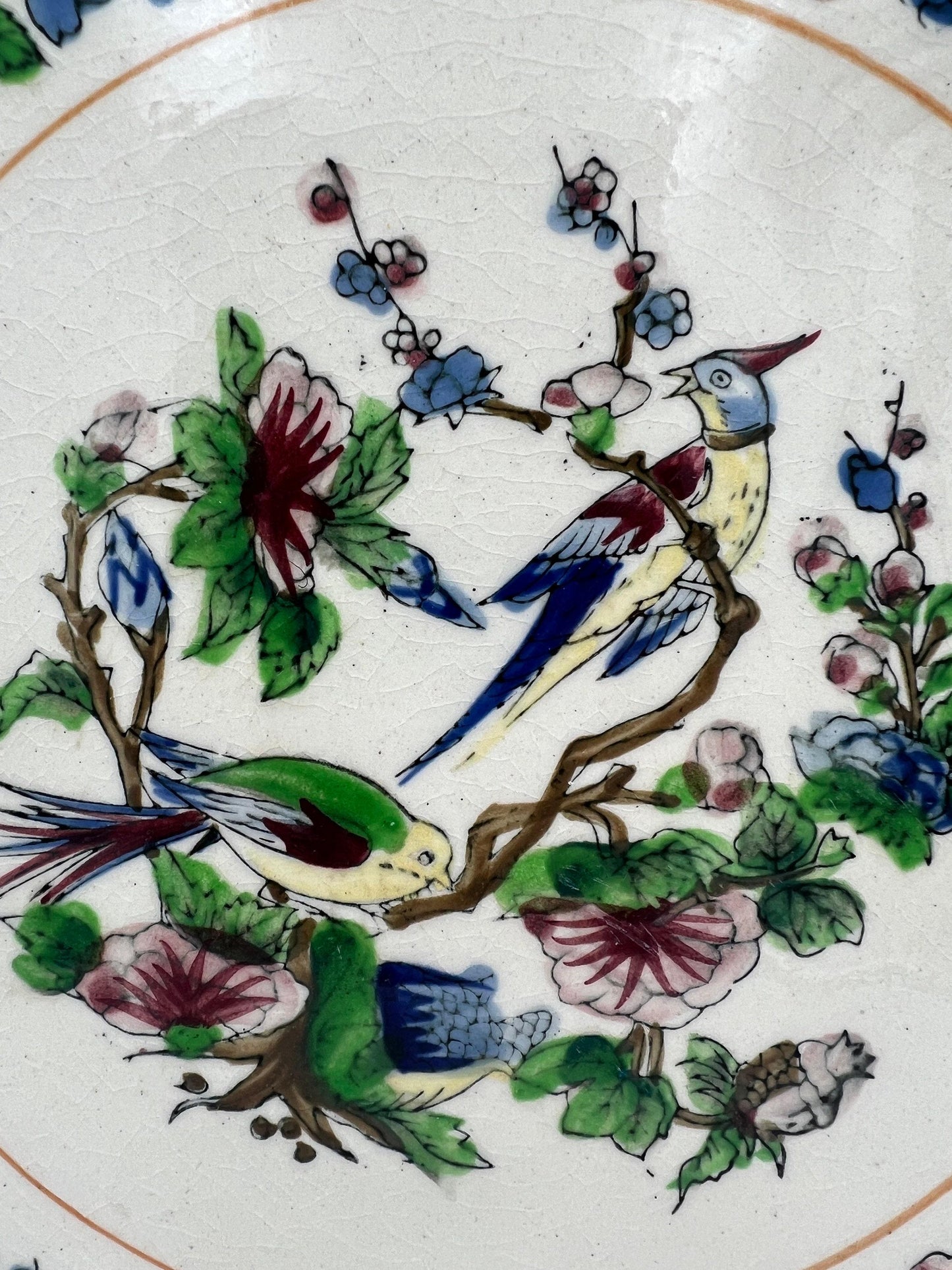 Japanese Vintage Bird Plate - Porcelain, 11 Inch Nature Motif