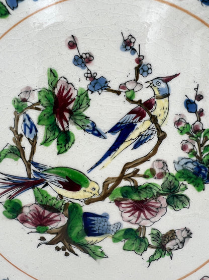 Japanese Vintage Bird Plate - Porcelain, 11 Inch Nature Motif