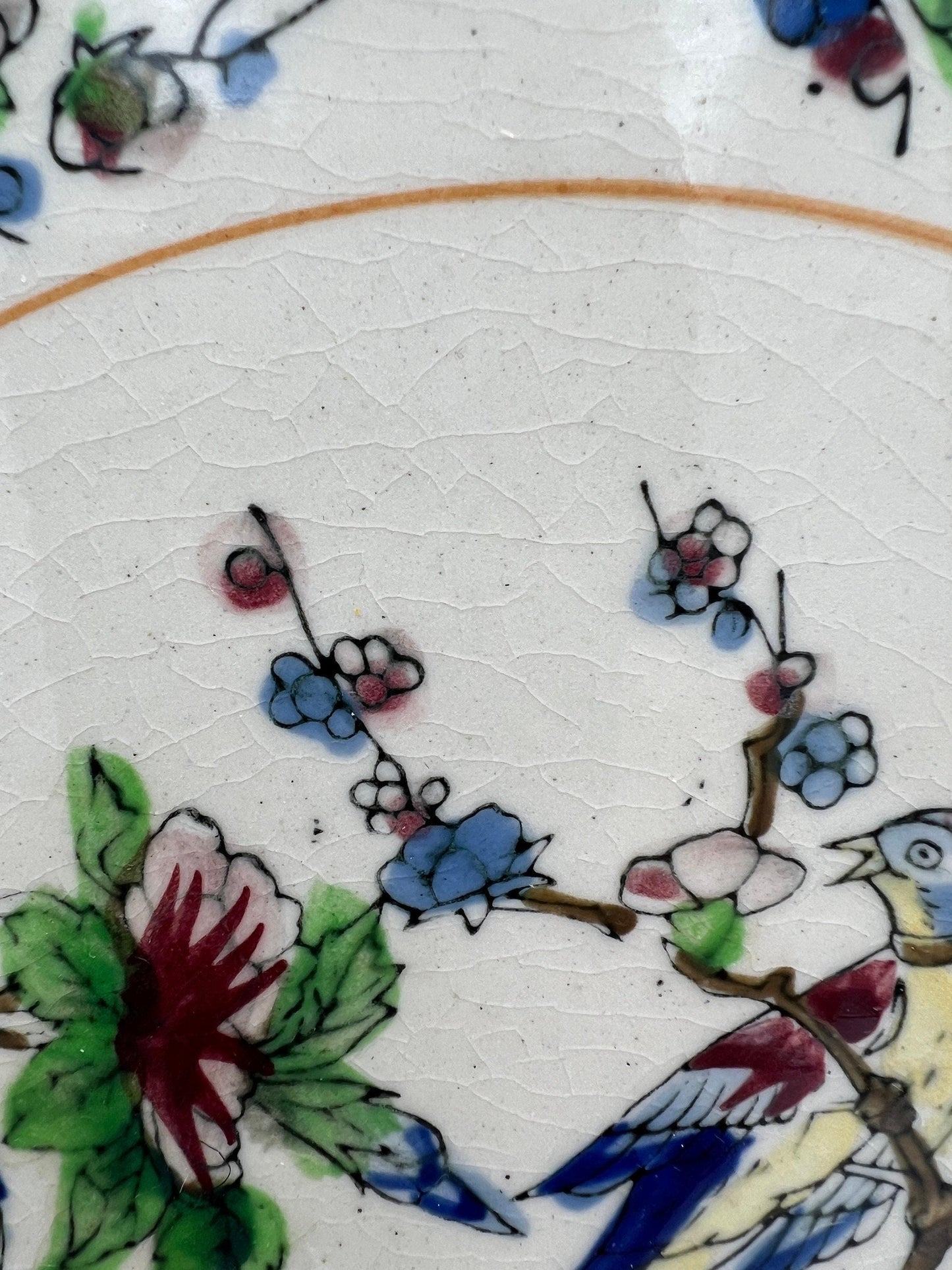 Japanese Vintage Bird Plate - Porcelain, 11 Inch Nature Motif