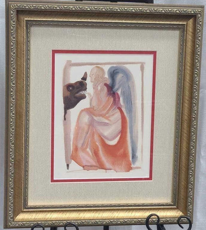 Original Salvador Dali Color Woodcut Print, The Sphere of Mercury, Dante, Divine comedy