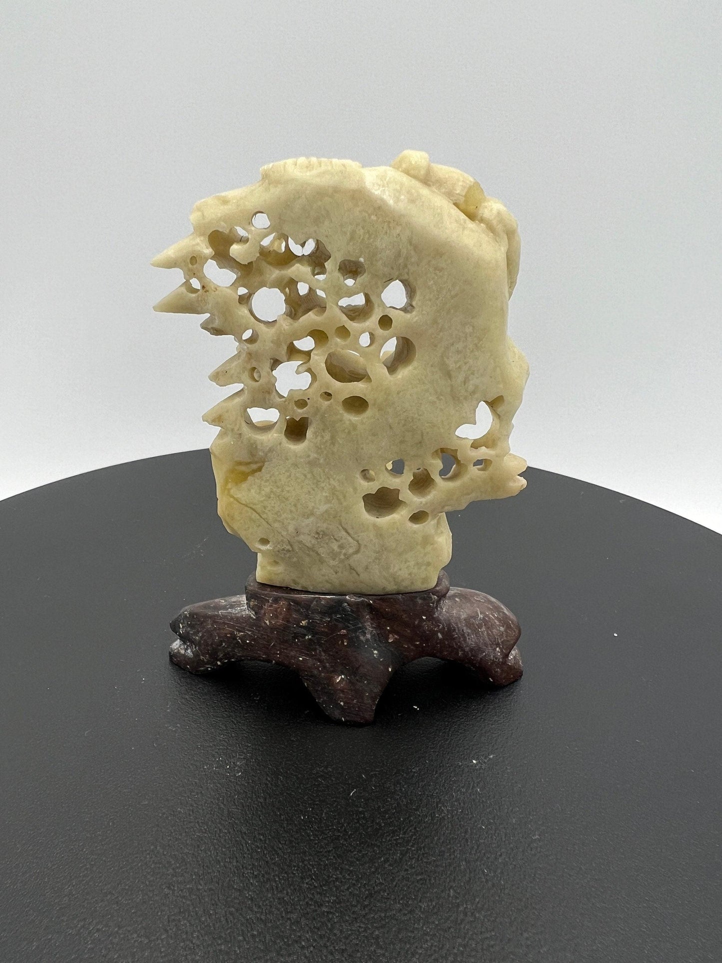 Soapstone Sculpture: Chinese Animals on Tree - Hand Carved Art