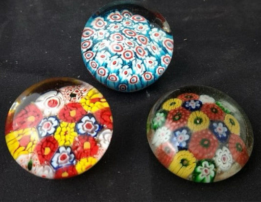 Vintage Millefiori Glass Paperweight: Collectible Art Decor