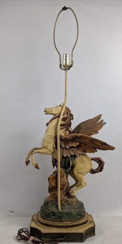 Mid-Century figural lamp | Perseus & Pegasus after Picault, Salon des Beaux-Arts 1888