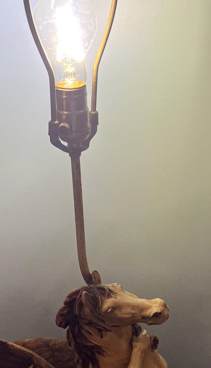 Mid-Century figural lamp | Perseus & Pegasus after Picault, Salon des Beaux-Arts 1888