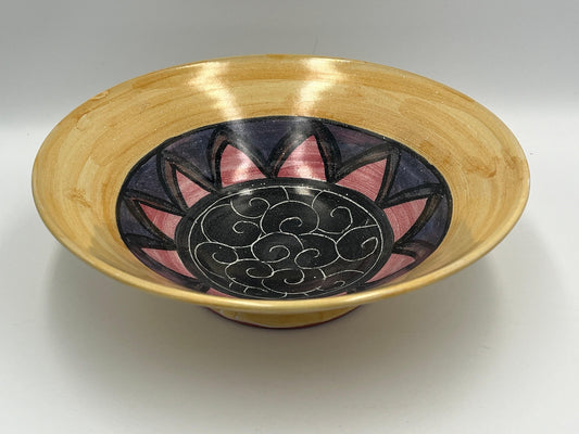 Signed W. Mitch Yung 11-Inch Majolica Glaze Art Bowl