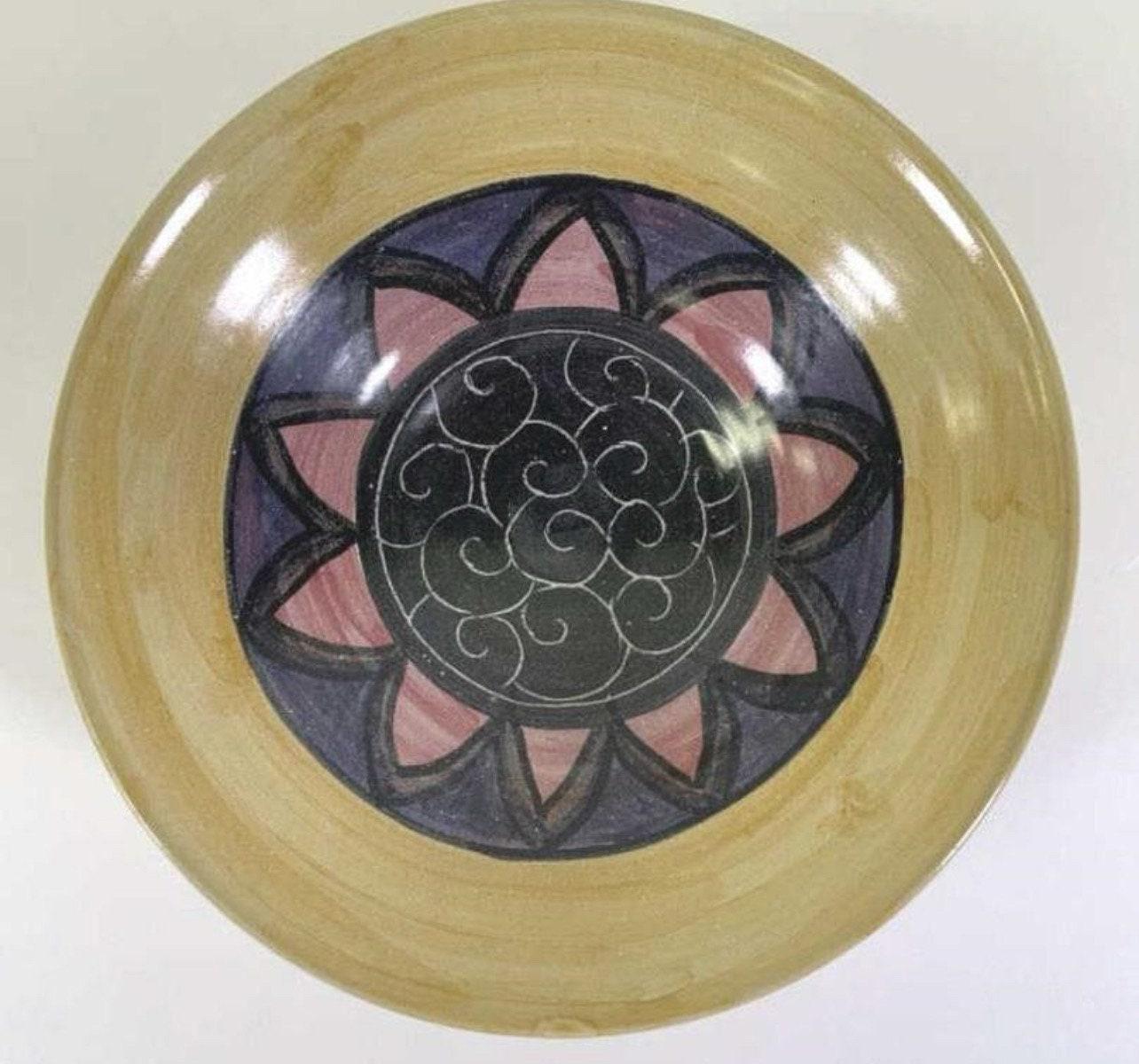 Signed W. Mitch Yung Art Bowl: Majolica Glaze, 11-inch Ceramic