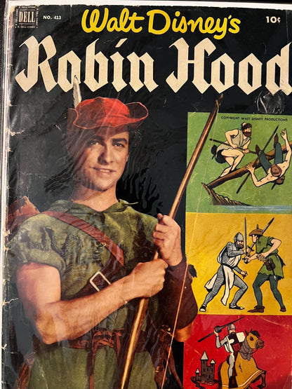 1960s Disney Dell Lot Disneyland U.S.A. Giant #30 + Robin Hood & Prince/Pauper Movie Classics  7 Book Reader Set