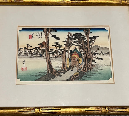 Woodblock Print: Yoshiwara Mount Fuji on the Left by Japanese ukiyo-e artist Utagawa Hiroshige
