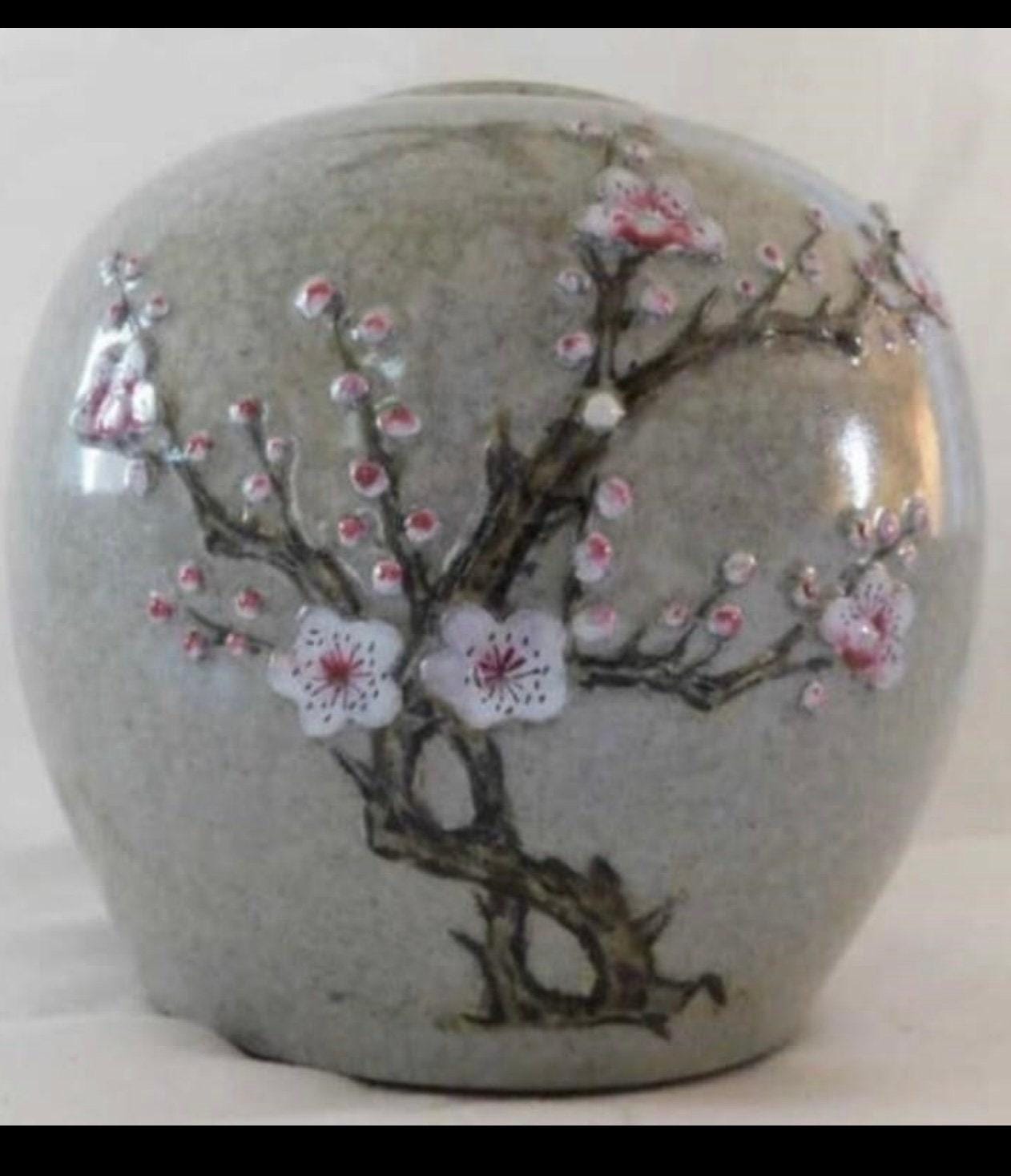 Chinese Craquel Glazed Flowering Hawthorn Porcelain Vase, 19th Century
