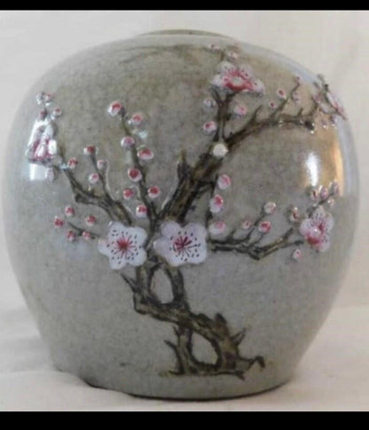 Chinese Craquel Glazed Flowering Hawthorn Porcelain Vase, 19th Century