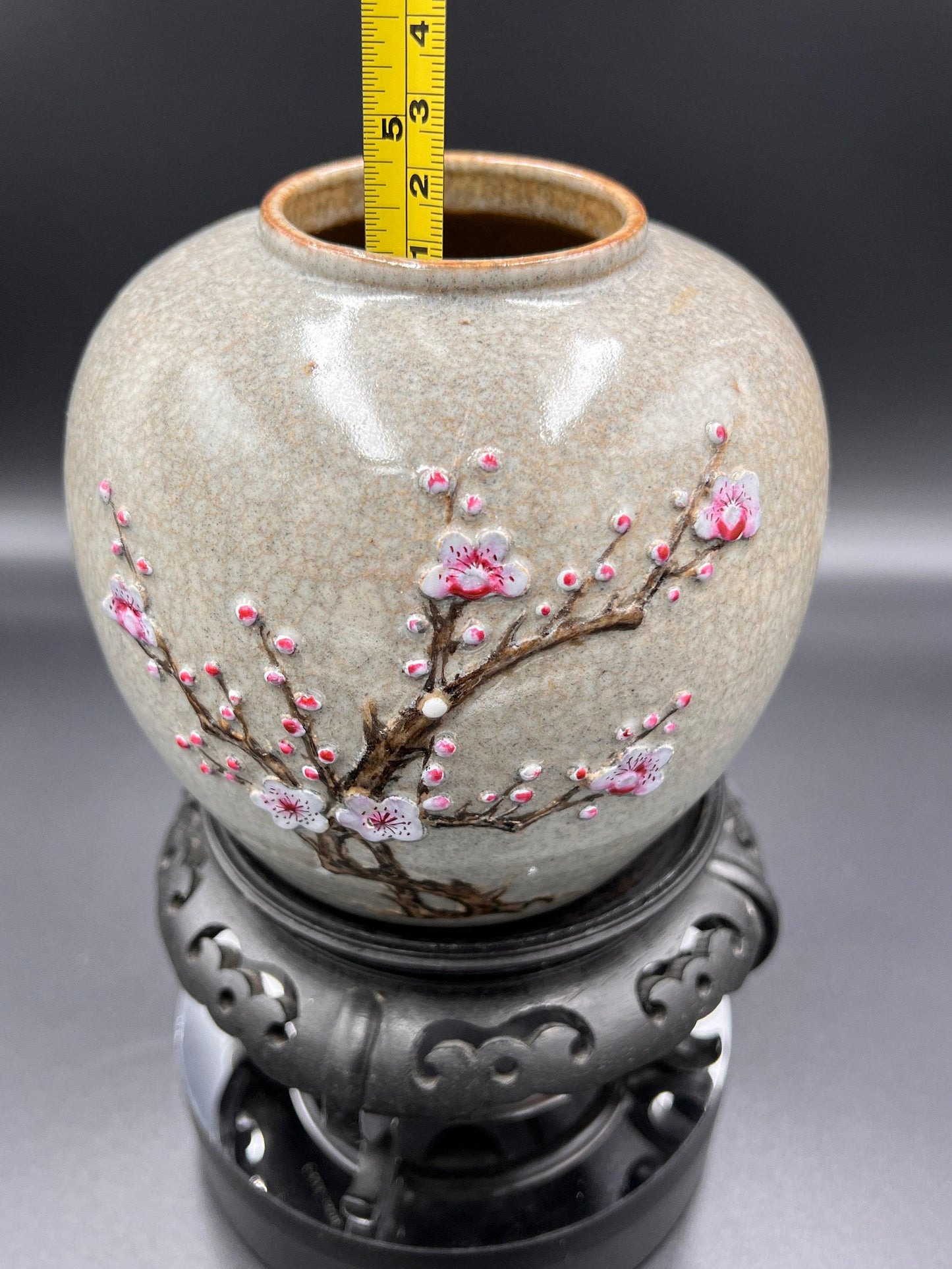 Chinese Craquel Glazed Flowering Hawthorn Porcelain Vase, 19th Century