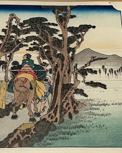 Woodblock Print: Yoshiwara Mount Fuji on the Left by Japanese ukiyo-e artist Utagawa Hiroshige