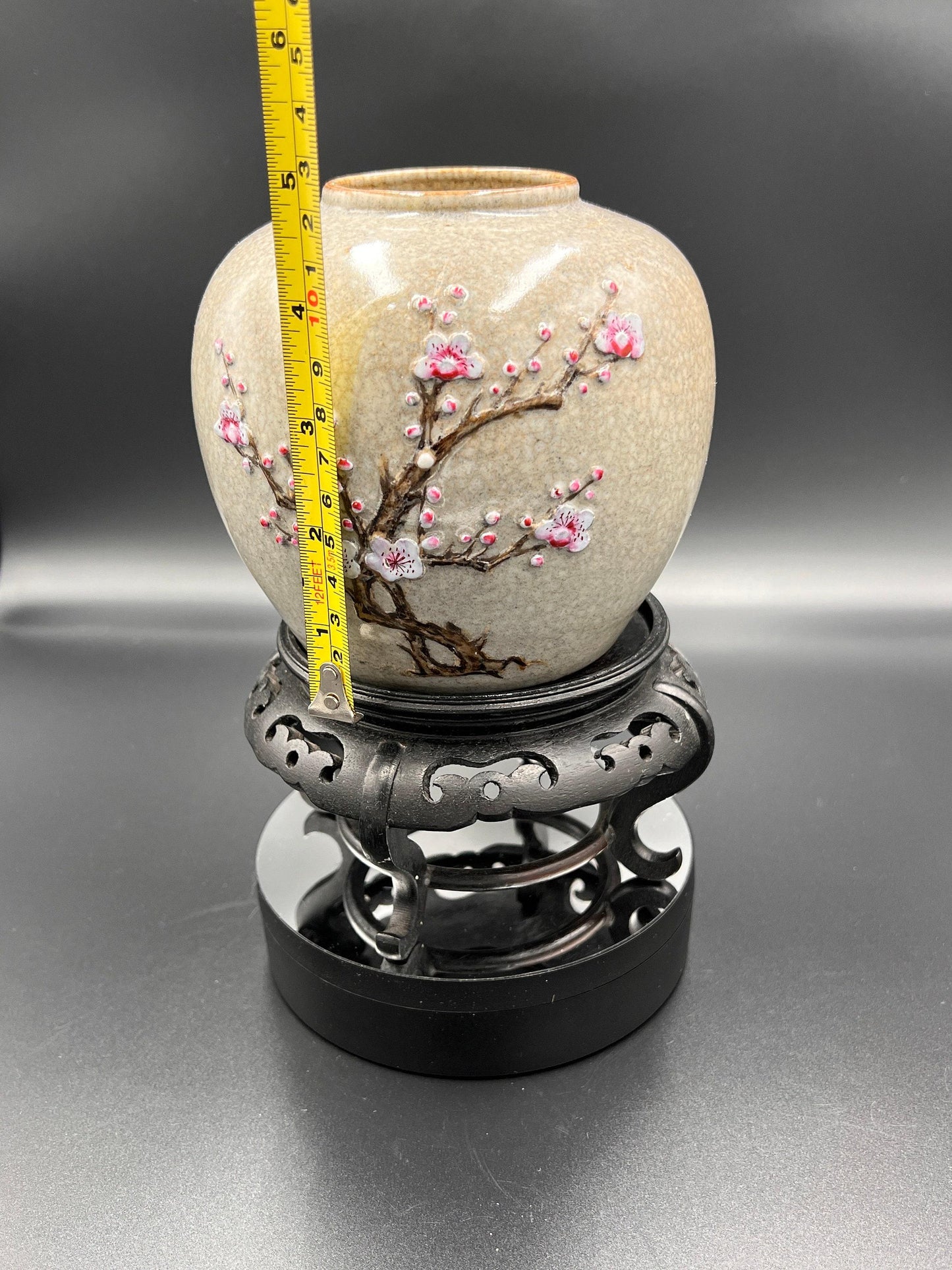 Chinese Craquel Glazed Flowering Hawthorn Porcelain Vase, 19th Century