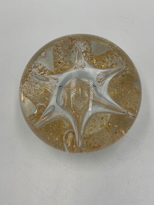 Art Glass Paperweight Gold Dust Star Shaped Bubble Sea Creature