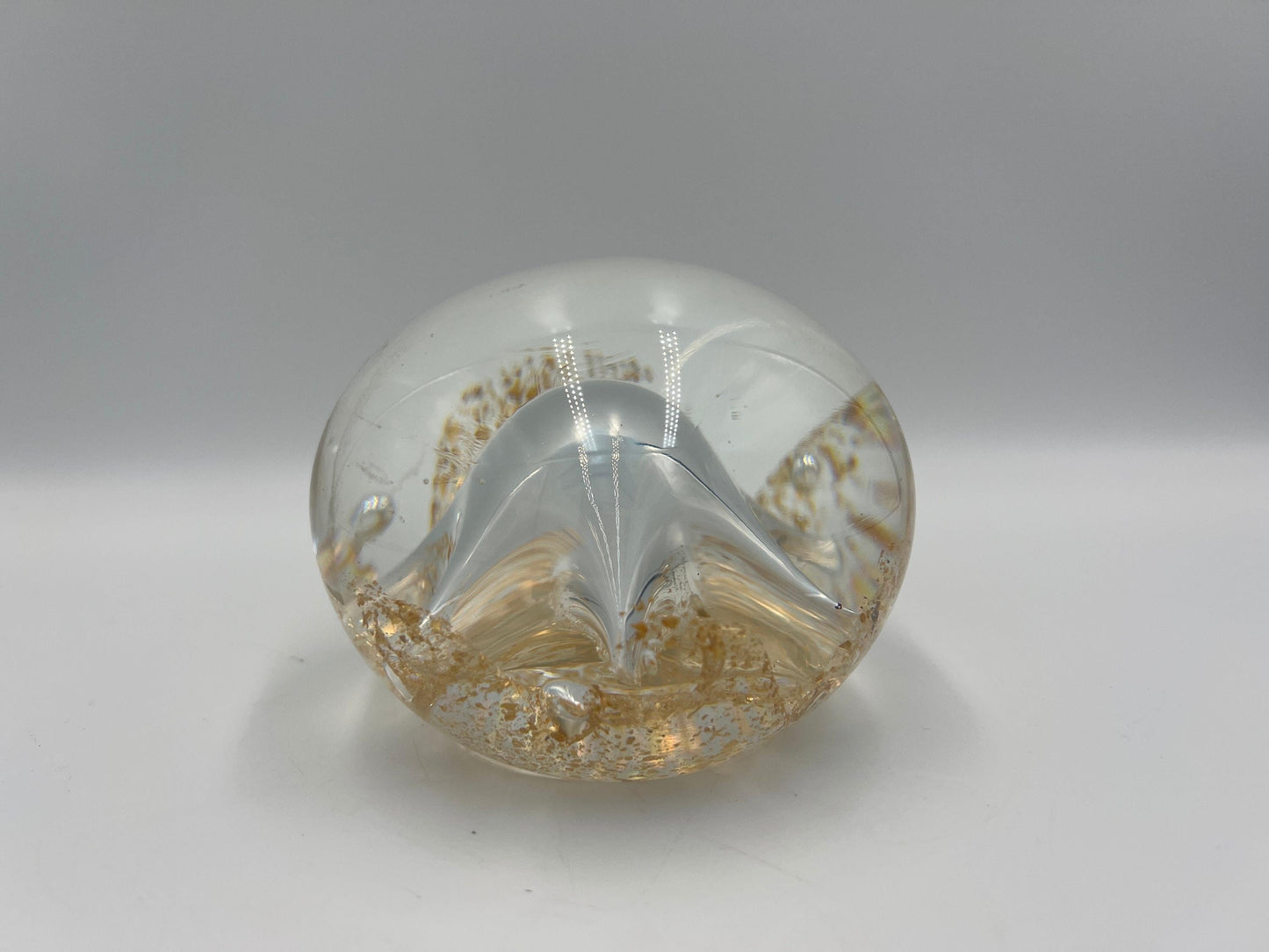 Art Glass Paperweight Gold Dust Star Shaped Bubble Sea Creature