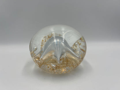 Art Glass Paperweight Gold Dust Star Shaped Bubble Sea Creature