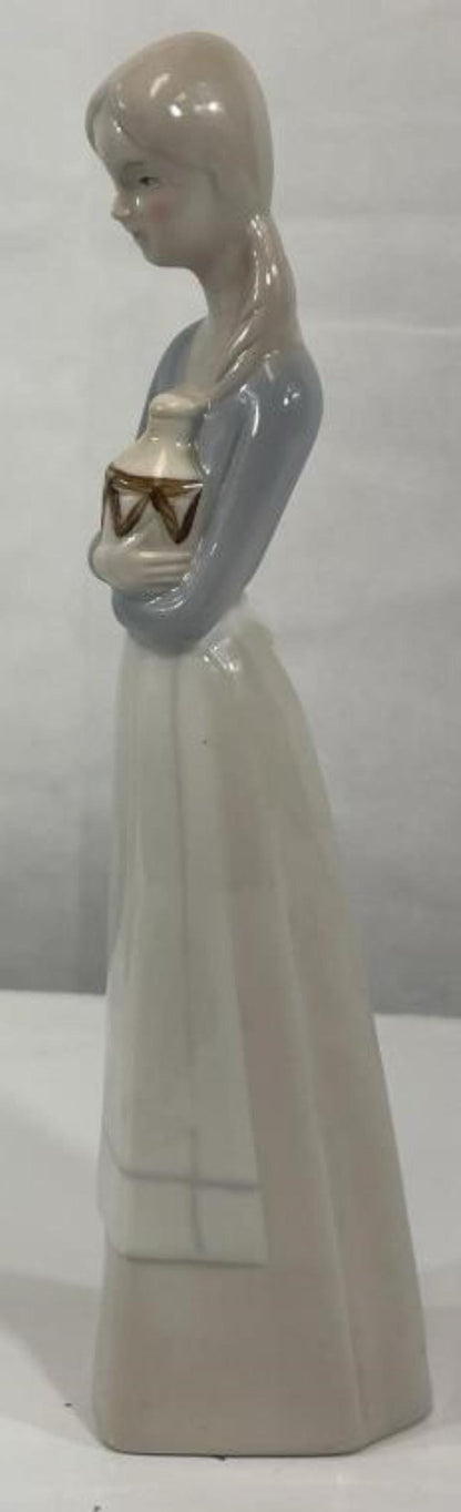 Vintage Ceramic Figurine, Young Woman with Jar (10.75" Tall)