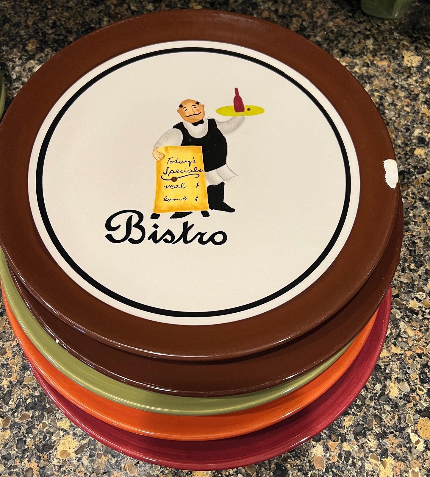 Vintage "Bistro" By Jennifer Brinley 11" and  8-1/4" Plates Certified International, set of 5