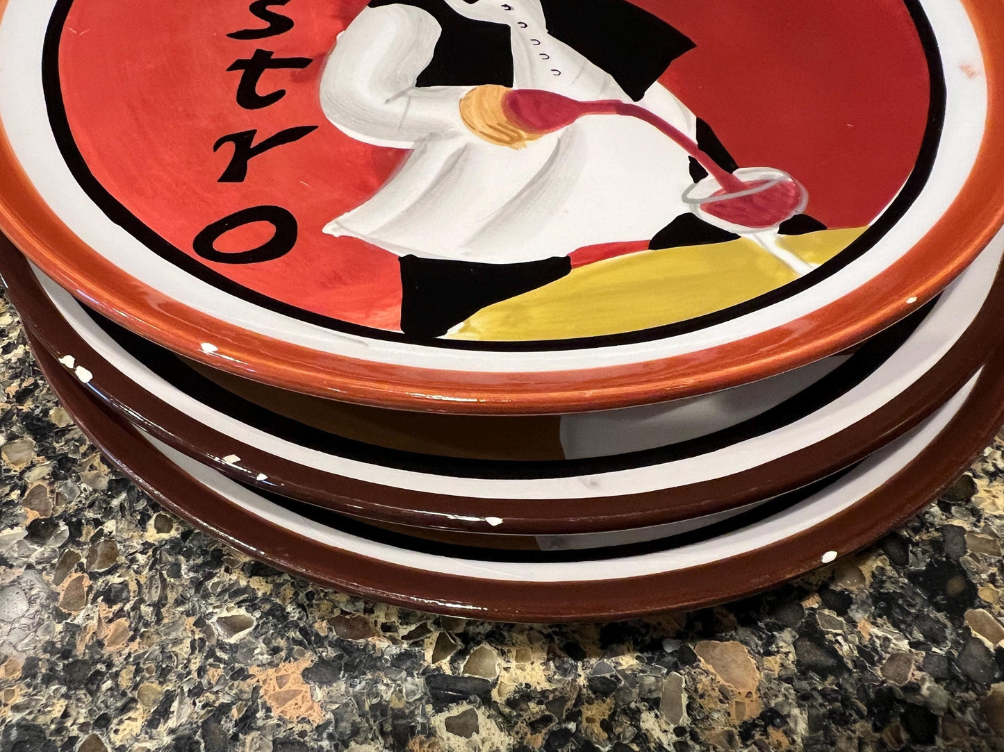 Vintage "Bistro" By Jennifer Brinley 11" and  8-1/4" Plates Certified International, set of 5