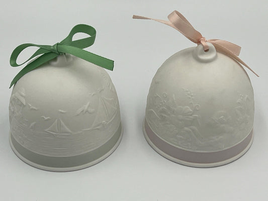 Lladro Pair of Bells, Summer Bell 1992 and Spring Bell 1991