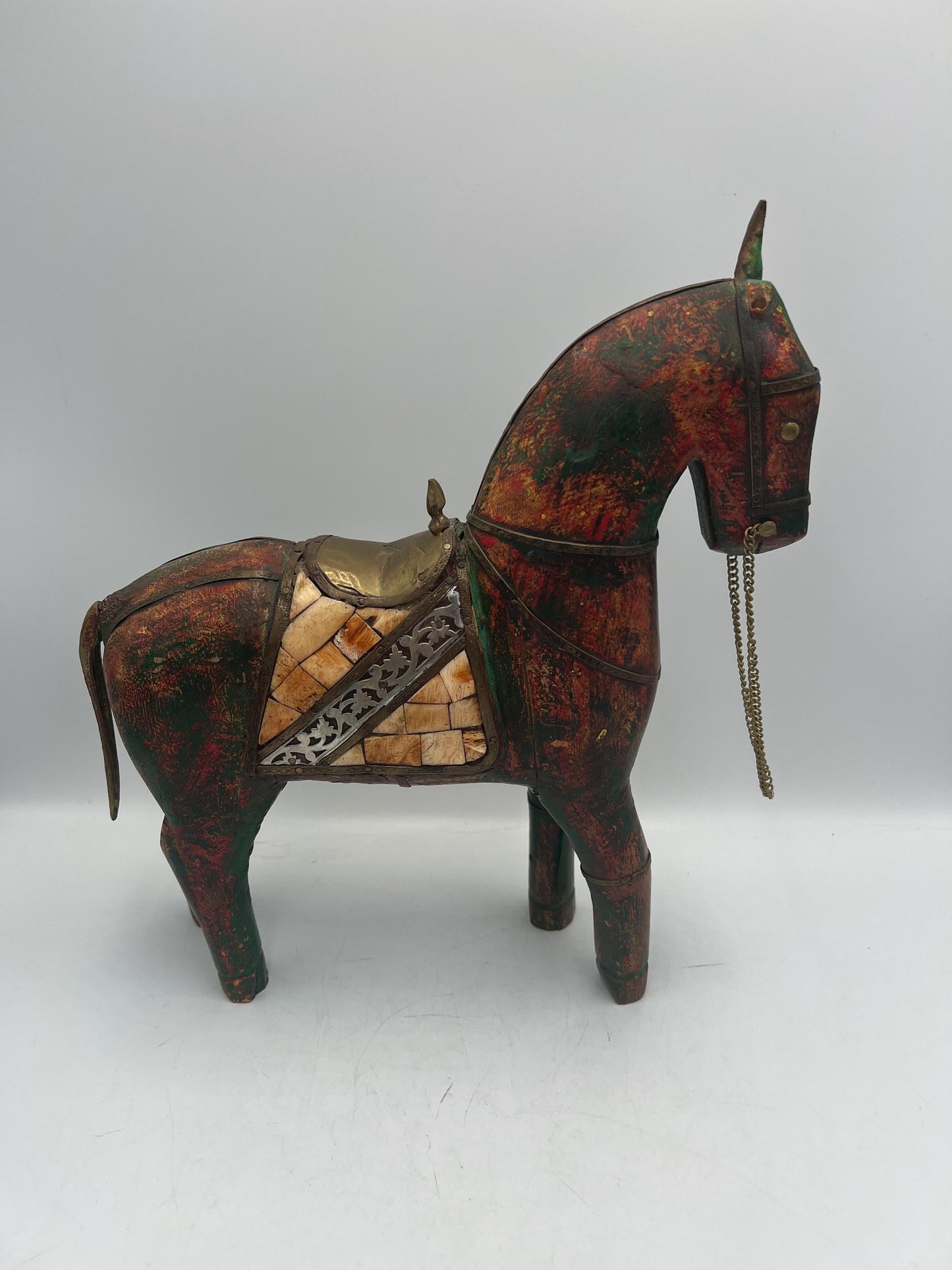 Wooden Horse Sculpture with Beautiful Accents