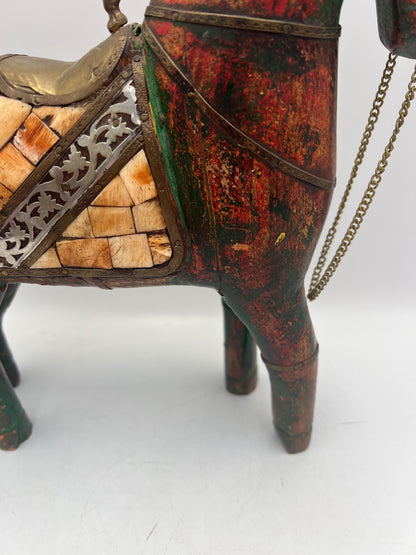 Wooden Horse Sculpture with Beautiful Accents