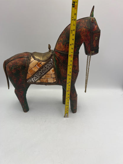 Wooden Horse Sculpture with Beautiful Accents