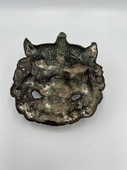 Foo Dog Collectible Set: Brass Figurine and Mask (Small Sculpture)