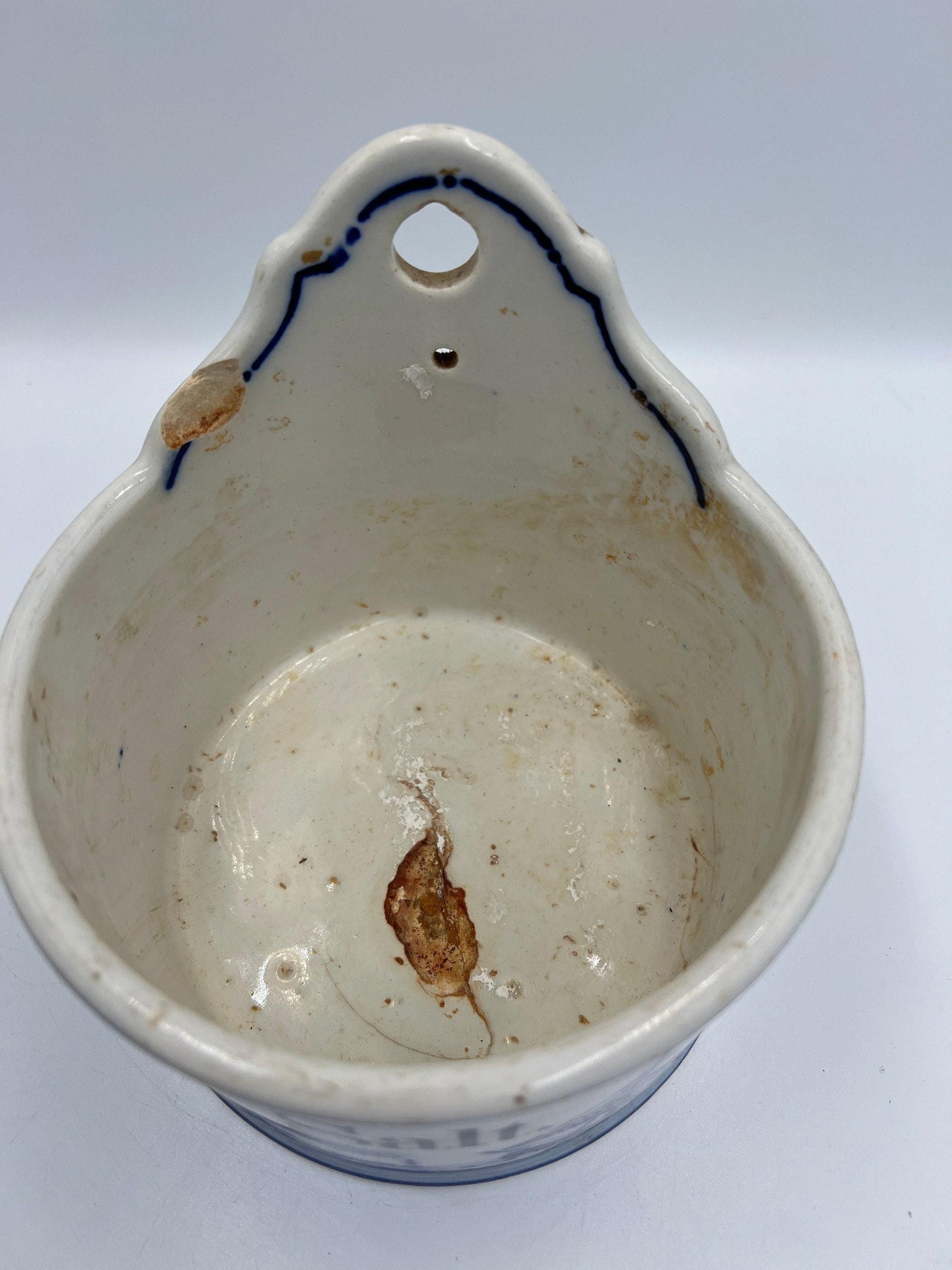 Rustic Salt Glazed Crock - Blue Leaf Stoneware, German Farmhouse Style