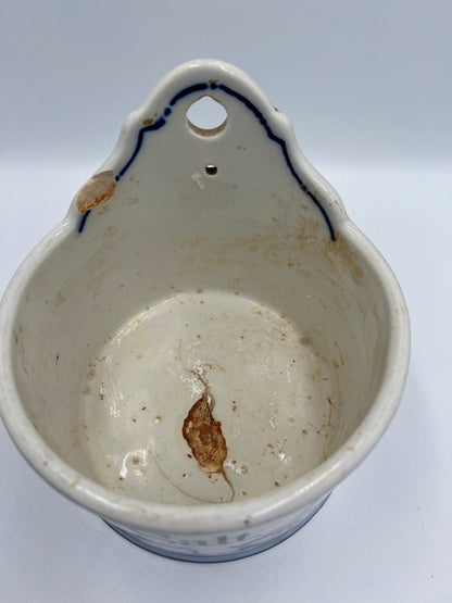Rustic Salt Glazed Crock - Blue Leaf Stoneware, German Farmhouse Style