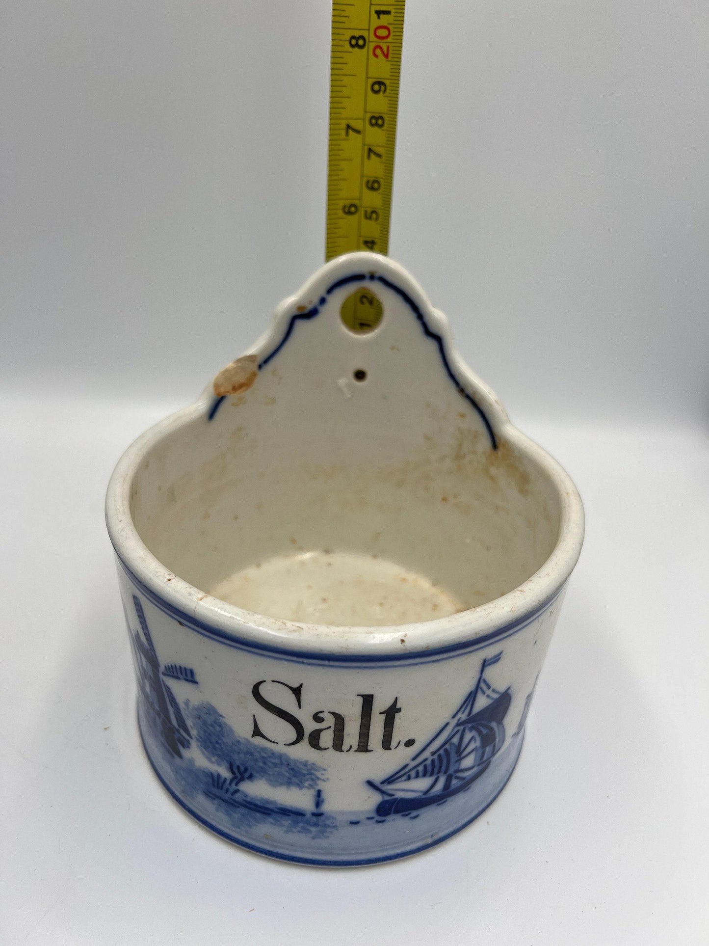 Rustic Salt Glazed Crock - Blue Leaf Stoneware, German Farmhouse Style