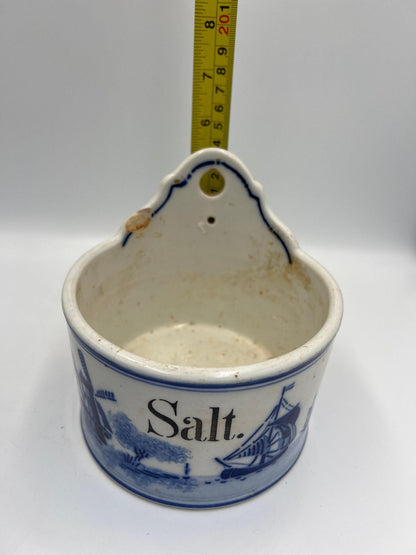 Rustic Salt Glazed Crock - Blue Leaf Stoneware, German Farmhouse Style