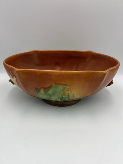 Console Art Pottery Bowl: Mid Century Style, Caramel Brown (11")
