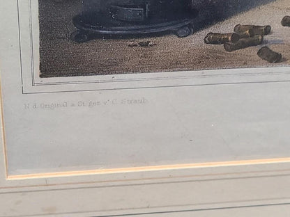 Carl Straub After David Teniers II Color Lithograph, Ein Chemiker in seinem Laboratorium