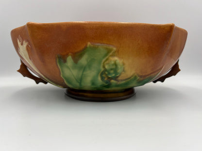 Console Art Pottery Bowl: Mid Century Style, Caramel Brown (11")
