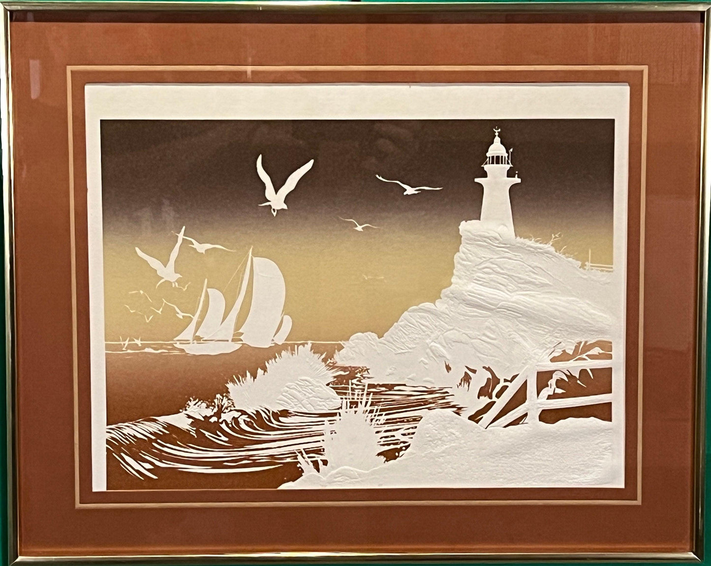 Pencil Signed Roy Williams 1982 Embossed Serigraph, "Lighthouse"