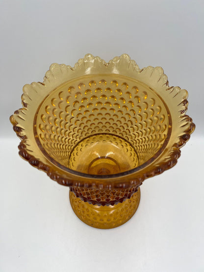 Hobnail amber glass canister, large apothecary jar