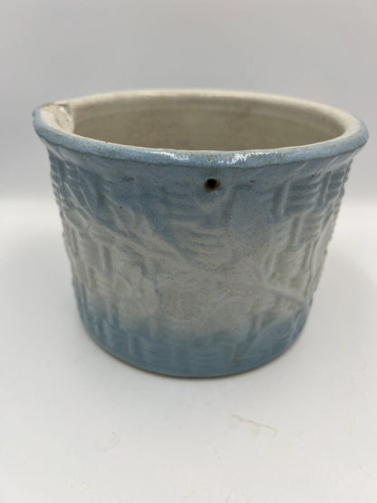 Butter Pail Crock: Rustic Blue and White - Solid Stoneware