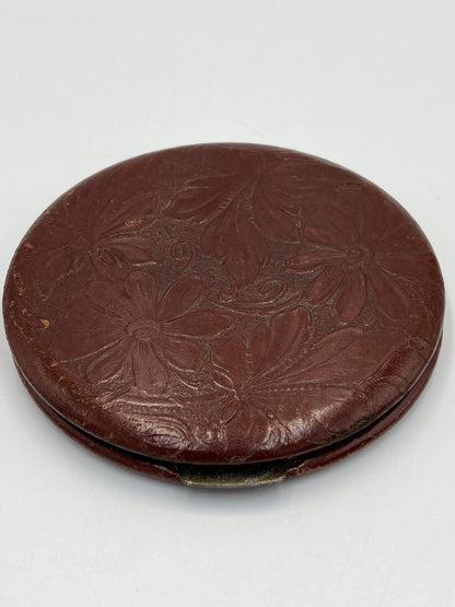 Vintage REX  Fifth Avenue Compact Powder Flowered Embossed  Leather