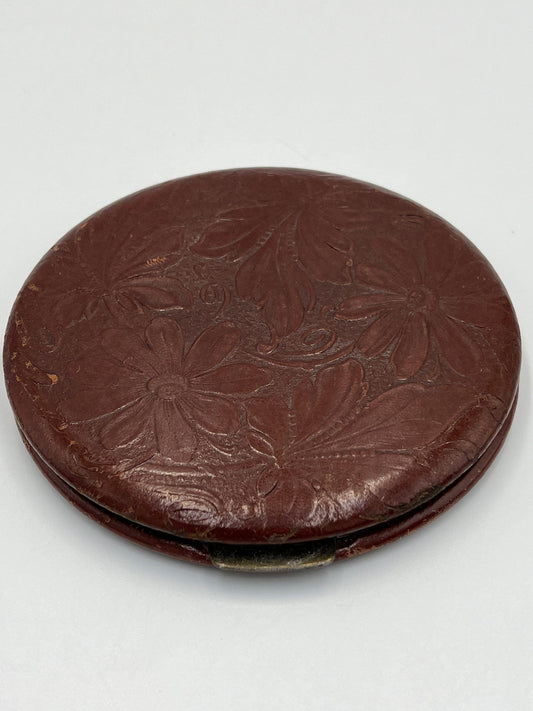 Vintage REX Fifth Avenue Floral Embossed Leather Compact