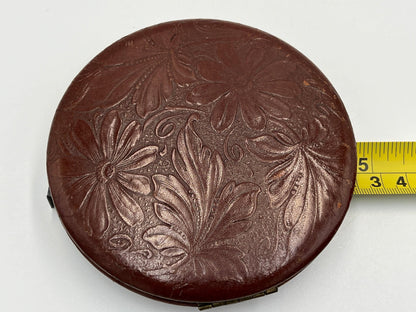 Vintage REX  Fifth Avenue Compact Powder Flowered Embossed  Leather