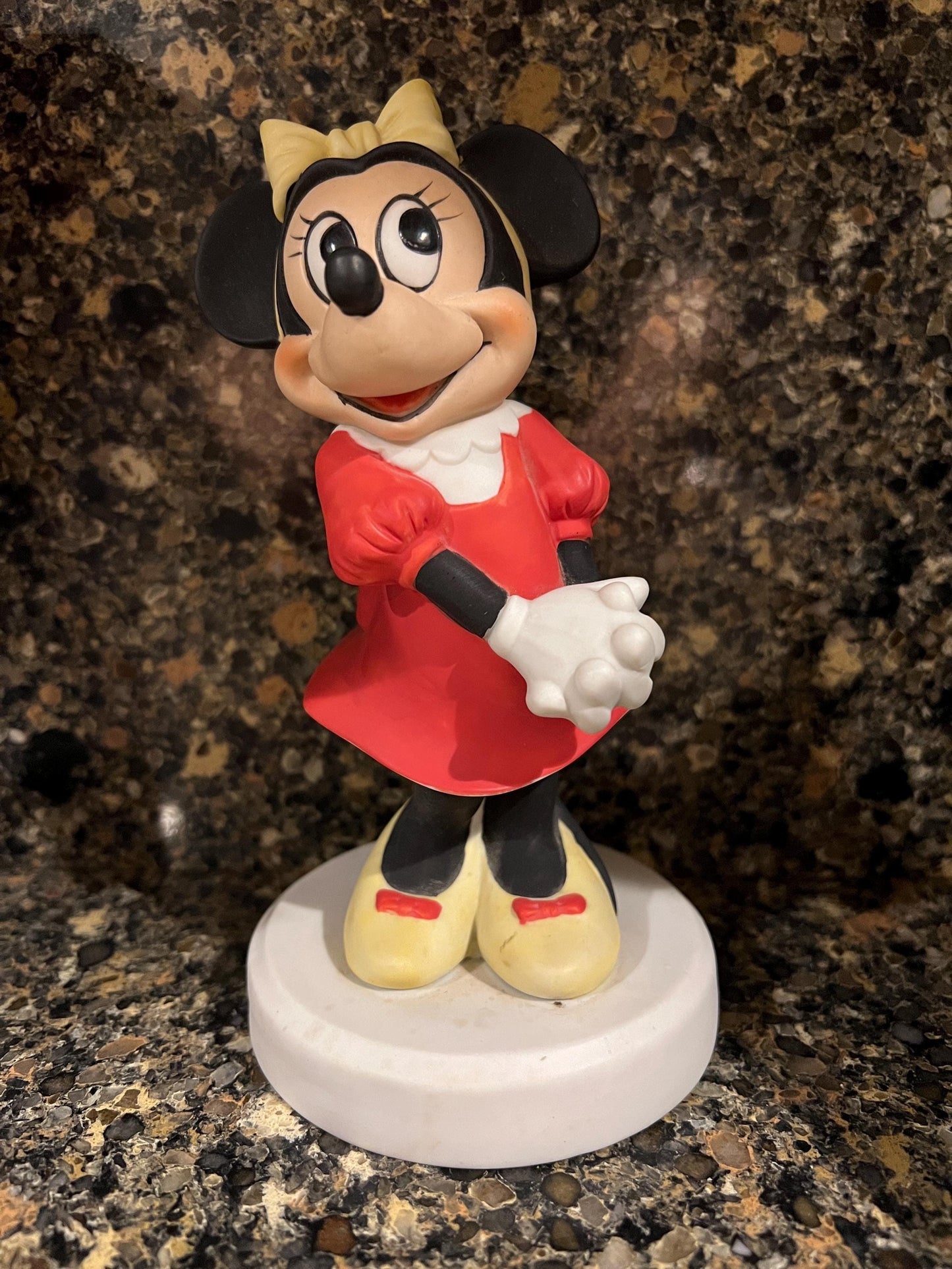 Minnie Mouse Porcelain Figure: Vintage Bisque Finish - Taiwan Made