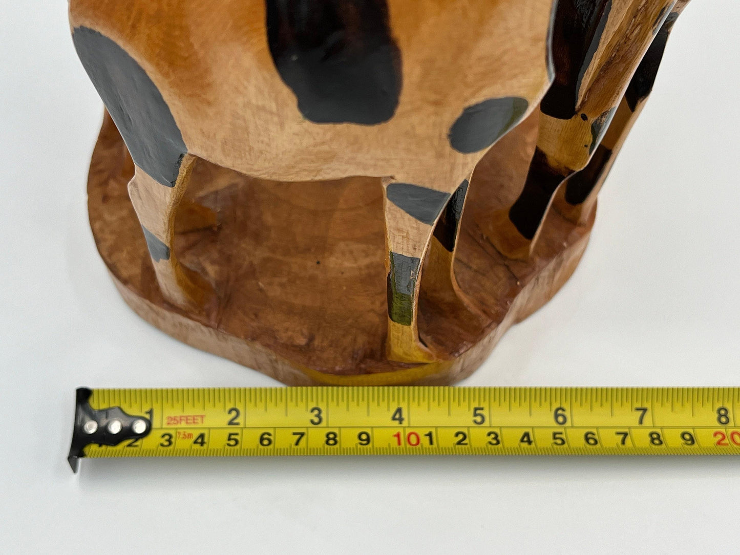 Wooden Giraffe Sculpture: Artisan Wildlife Carving (7" Base, 14.5" Height)