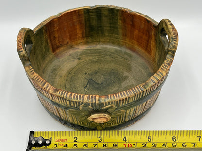 Weller Vintage Rose Planter - Wood Look Bucket with Brown Rim